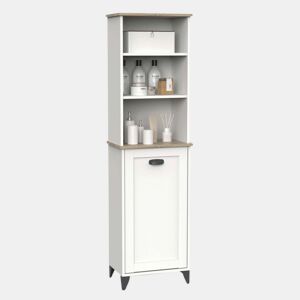 Coluna Auxiliar de Banheiro Toscana em Carvalho Cambriano e Branco Suave 47x168x31 cm