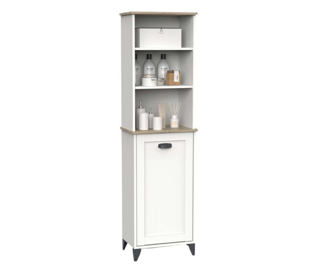 Columna auxiliar de baño toscana en color roble cambrian y blanco soft 47x168x31 cm