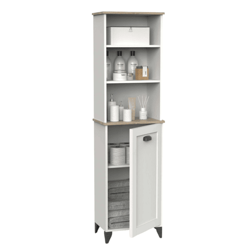 Coluna Auxiliar de Banheiro Toscana em Carvalho Cambriano e Branco Suave 47x168x31 cm