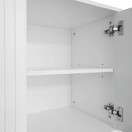 Aparador moderno com prateleiras reguláveis - 3 portas em forma de U - puxadores e base em metal - Branco