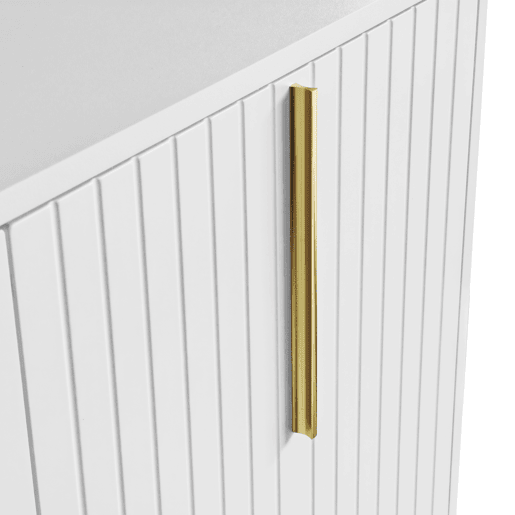 Aparador moderno com prateleiras reguláveis - 3 portas em forma de U - puxadores e base em metal - Branco