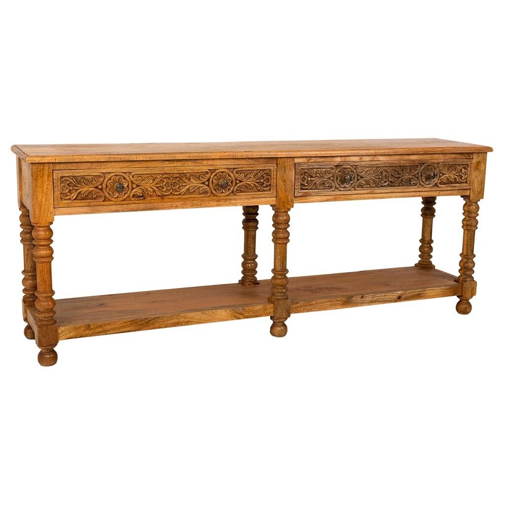 Mesa consola de madera acabada a mano