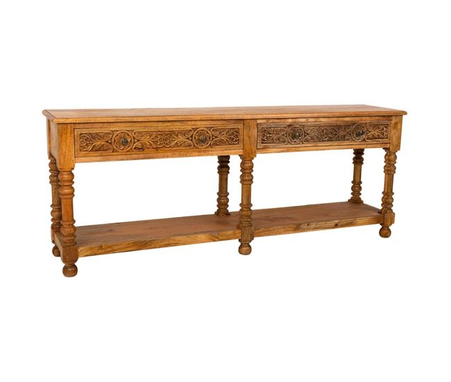 Mesa consola de madera acabada a mano