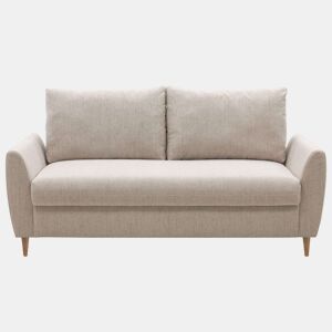 Sofá Mave 3 Lugares Sala de Estar Sala de Jantar Estilo Contemporâneo em Bege com Pés de Madeira 180 cm