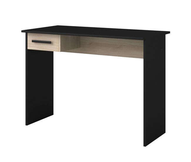 Mesa escritorio juvenil modelo riviera en color negro stipple y roble japonés 101 cm