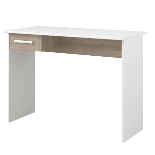 Mesa de escritório para jovens modelo Riviera em branco fosco e carvalho japonês 101 cm Mesa de escritório para jovens modelo Riviera em branco fosco e carvalho japonês 101 cm
