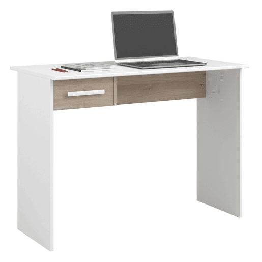 Mesa de escritório para jovens modelo Riviera em branco fosco e carvalho japonês 101 cm Mesa de escritório para jovens modelo Riviera em branco fosco e carvalho japonês 101 cm
