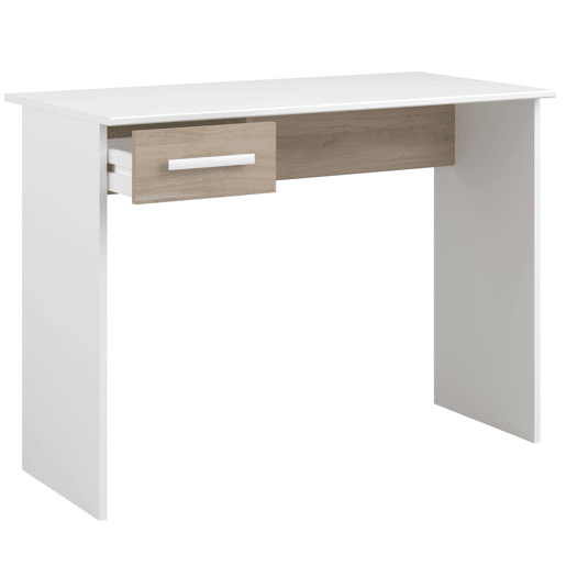 Mesa de escritório para jovens modelo Riviera em branco fosco e carvalho japonês 101 cm Mesa de escritório para jovens modelo Riviera em branco fosco e carvalho japonês 101 cm