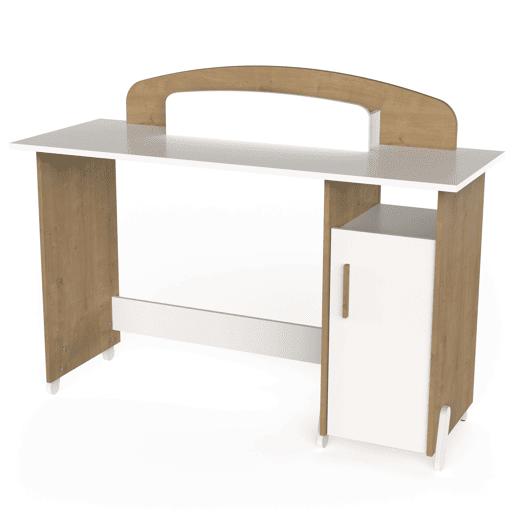 Mesa Naili Desk com armário em carvalho Hamilton e branco fosco, 135 cm Mesa Naili Desk com armário em carvalho Hamilton e branco fosco, 135 cm