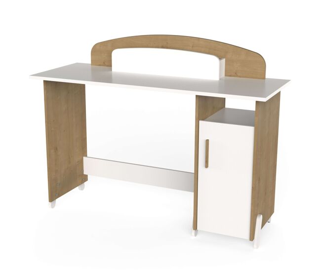 Mesa escritorio naili con armario infantil juvenil roble hamilton y blanco mate 135 cm