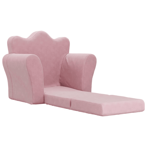 Sofá-cama infantil, Sofá conversível de pelúcia rosa Sofá-cama infantil, Sofá conversível de pelúcia rosa