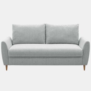 Sofá Mave 3 Lugares Sala de Estar Sala de Jantar Estilo Contemporâneo em Cinza com Pés de Madeira 180 cm
