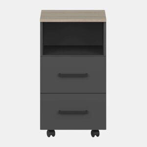 Cômoda Auxiliar Nibis Office 2 Gavetas e 1 Furo Carvalho Sonoma e Cinza Antracite 40x67x45 cm