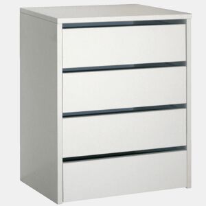 Armário Auxiliar Pequeno com 4 Gavetas em Branco Brilhante 46x64x45 cm