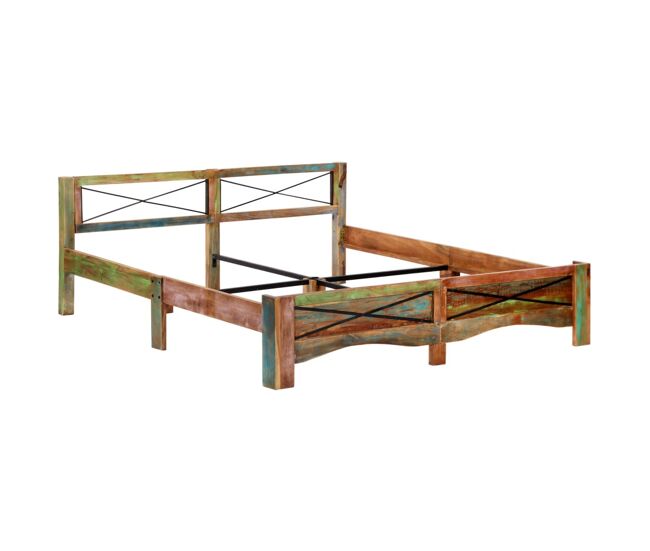 Estructura de cama de madera maciza reciclada 180x200 cm