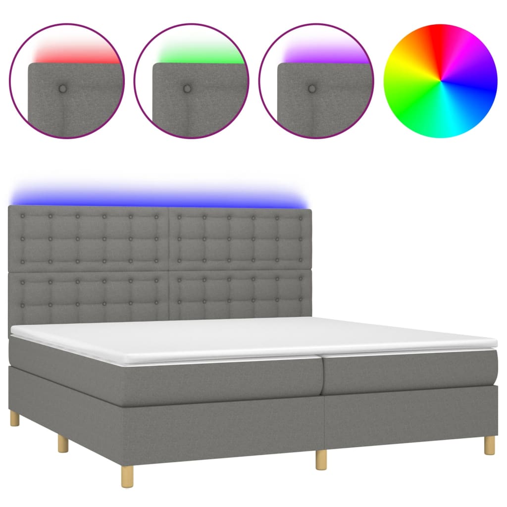 Cama box spring 200x200 Gris Oscuro