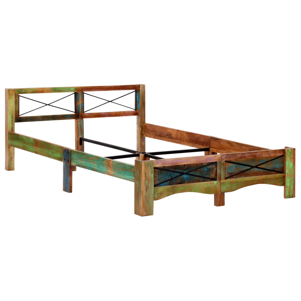 estructura de cama de madera maciza reciclada 140x200 cm