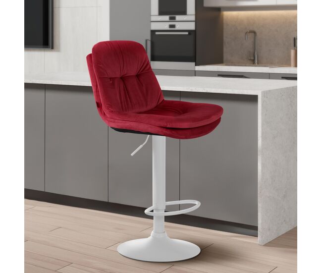 Taburete de bar de terciopelo laurel rojo 54x46x94 cm