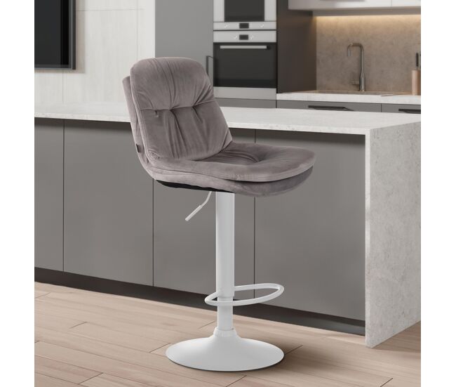 Taburete de bar de terciopelo laurel gris 54x46x94 cm