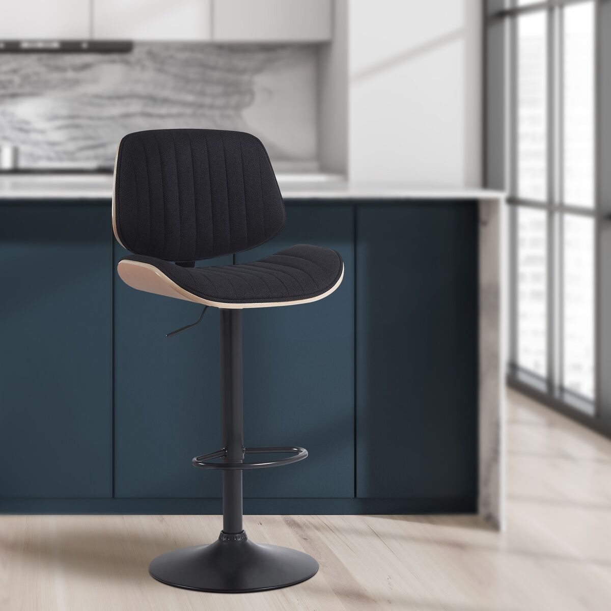 Taburete de tela clawson natural/negro 50x50x94 cm