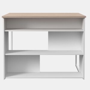 Mesa alta auxiliar Buh Kitchen Island, cor branca e carvalho Jackson, fácil de combinar, 116x90x80 cm