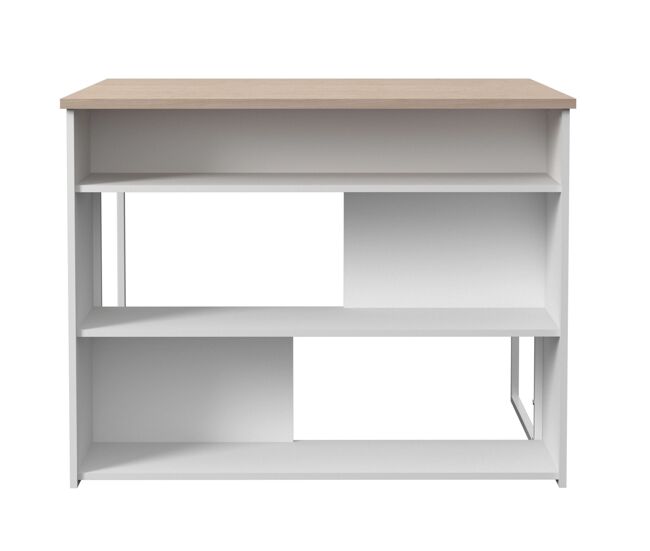 Mesa Alta Isla Cocina Buh Mueble Auxiliar Color Blanco y Roble Jackson fácil de combinar 116x90x80 cm