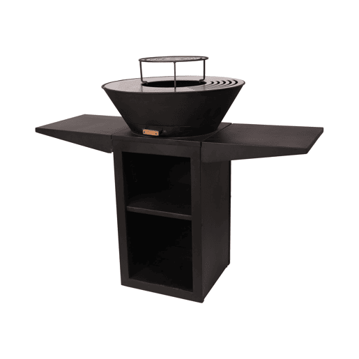 Barbecue de 60cm de diâmetro com grelha e grelha de aço. Gaveta de cinzas e tampa protectora.