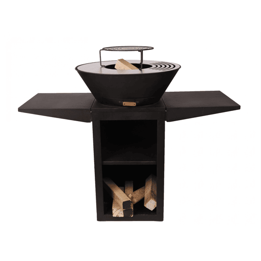 Barbecue de 60cm de diâmetro com grelha e grelha de aço. Gaveta de cinzas e tampa protectora.
