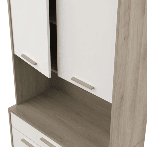 Móvel Auxiliar Napoli em Melamina para Cozinha 176x40x84 cm - Cor Mars Branco e Carvalho 84x176 cm Móvel Auxiliar Napoli em Melamina para Cozinha 176x40x84 cm - Cor Mars Branco e Carvalho 84x176 cm
