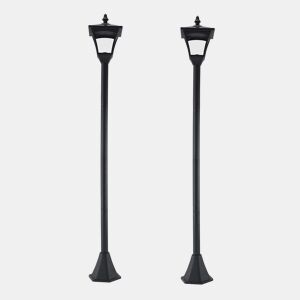 Outsunny Conjunto de 2 Candeeiros Solares Candeeiro Solar para Jardim com Painéis Solares Luzes LED e Proteção ao Ambiente para Pátio 15x15x120 cm Preto