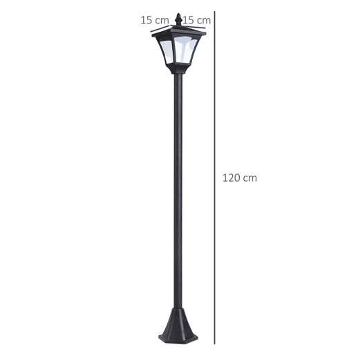 Outsunny Conjunto de 2 Candeeiros Solares Candeeiro Solar para Jardim com Painéis Solares Luzes LED e Proteção ao Ambiente para Pátio 15x15x120 cm Preto