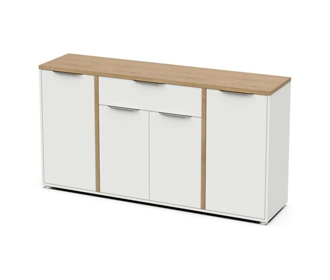 Aparador salón acces 4p roble hamilton y blanco mate 161 cm