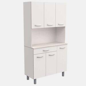 Aparador de Cozinha, Armário de Cozinha, Armário de Cozinha Buffet 6 Portas Branco e Carvalho Acácia 101x185 cm