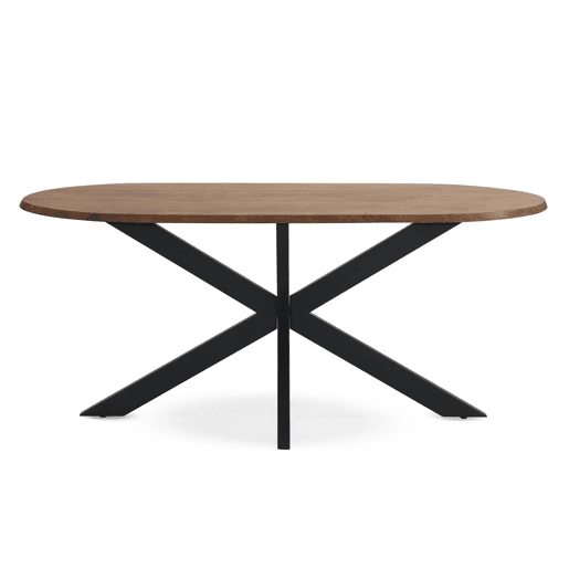 Mesa de jantar oval em madeira de acácia