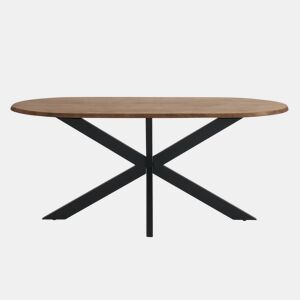 Mesa de jantar oval em madeira de acácia