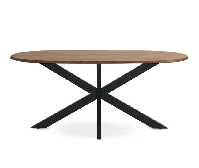 Mesa comedor ovalada de madera de acacia