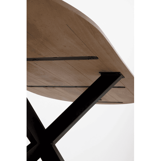 Mesa de jantar oval em madeira de acácia