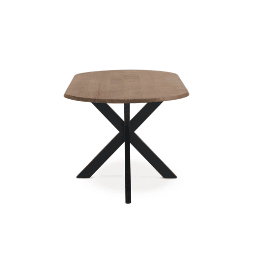 Mesa de jantar oval em madeira de acácia