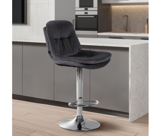 Taburete de bar de terciopelo laurel gris oscuro 54x46x94 cm