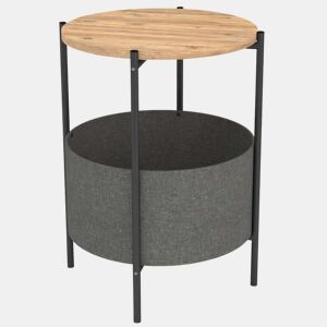 Mesa de Centro Nyx 43x60cm Cinza com Tampo em Carvalho Safir, Pés de Metal, Melamina e Bolsa de Tecido u2013 Móveis para Sala de Estar