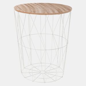 Mesa de centro Kumi para sala de estar Mesa lateral grande carvalho claro e branco 47x57 cm