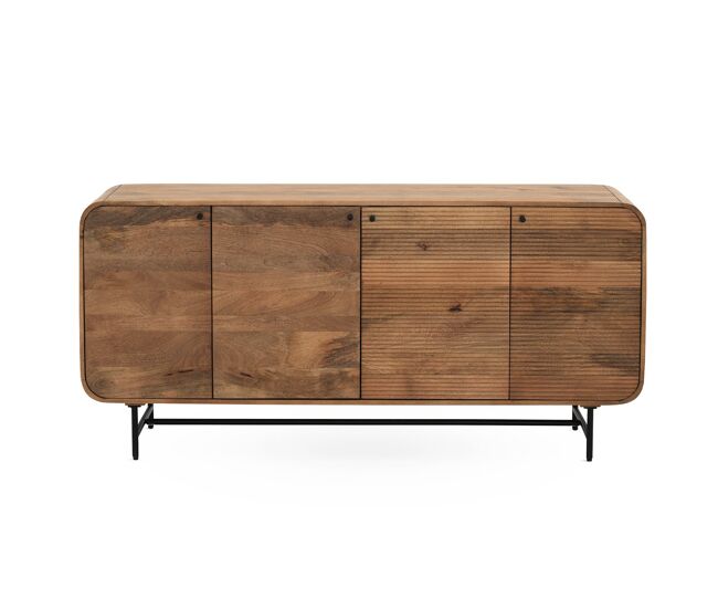 Aparador de madera maciza de mango con 4 puertas