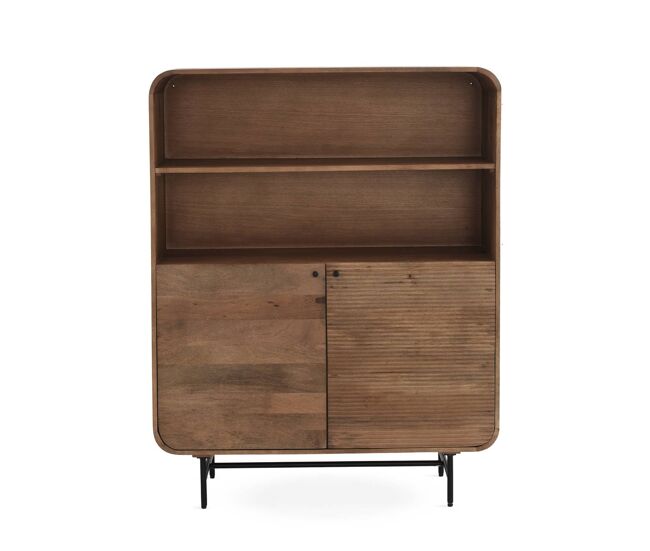 Aparador alto de madera maciza de mango con 2 puertas
