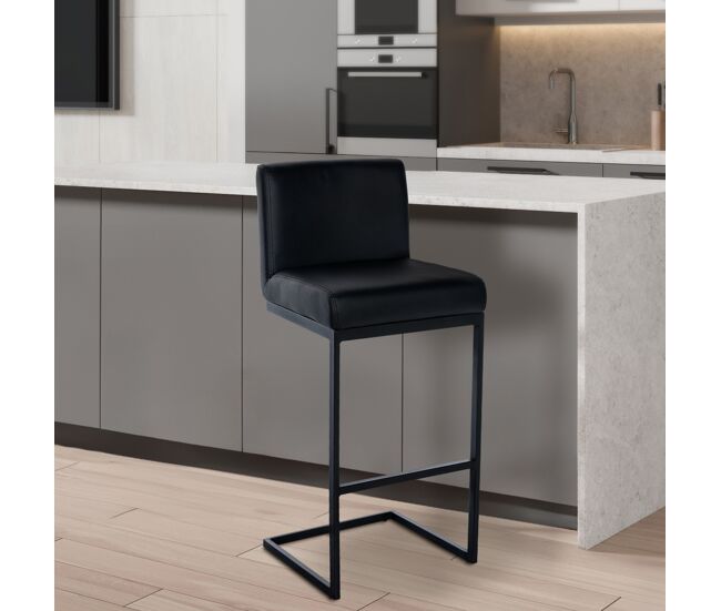 Taburete de bar hopewell imitación cuero simil cuero negro 53x43x104 cm