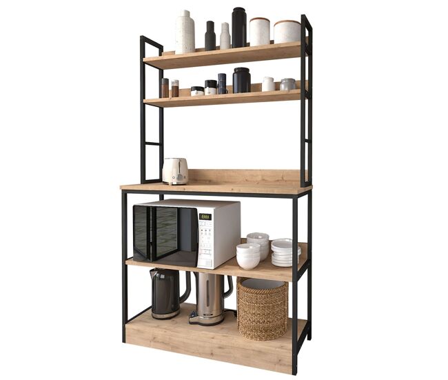 Mueble Cocina Auxiliar Rus Roble Safir y Negro 101x161 cm