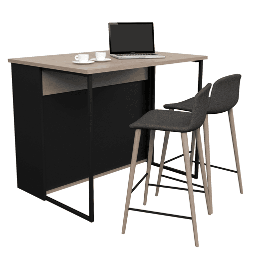 Móvel auxiliar para ilha de cozinha Buh Preto e Carvalho Jackson 109x90x80 cm