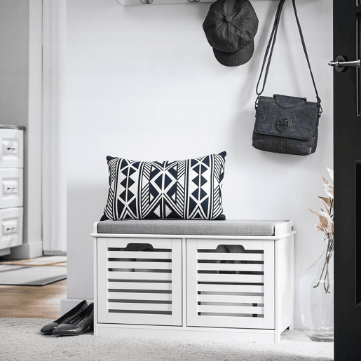 Banco para sapatos com 2 portas FSR23-II-W SoBuy PT