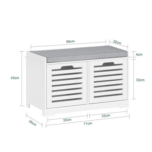 Banco para sapatos com 2 portas FSR23-II-W SoBuy PT