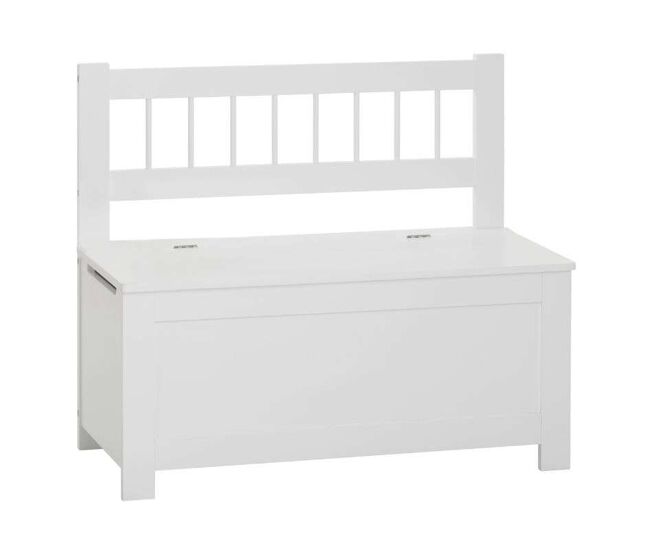 Baú de quarto com tampa organizador de brinquedos estilo infantil na cor branca 34x64x75 cm
