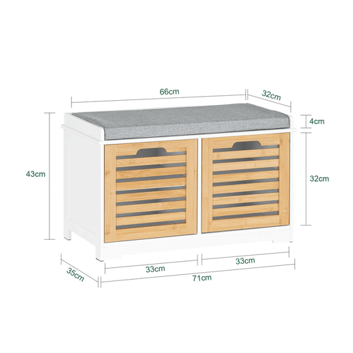Banco para sapatos com 2 portas FSR23-II-WN SoBuy PT